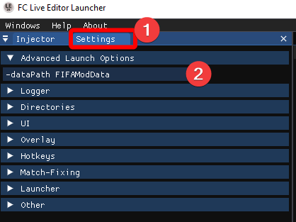 Live Editor advanced launch options