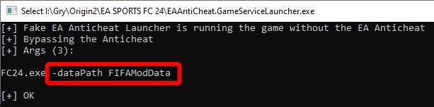Fake EAAC Launcher dataPath argument